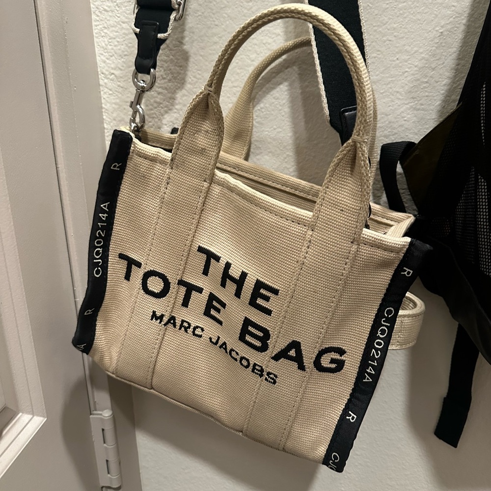 Marc Jacobs Tan and Black Tote Bag with Bold Branding